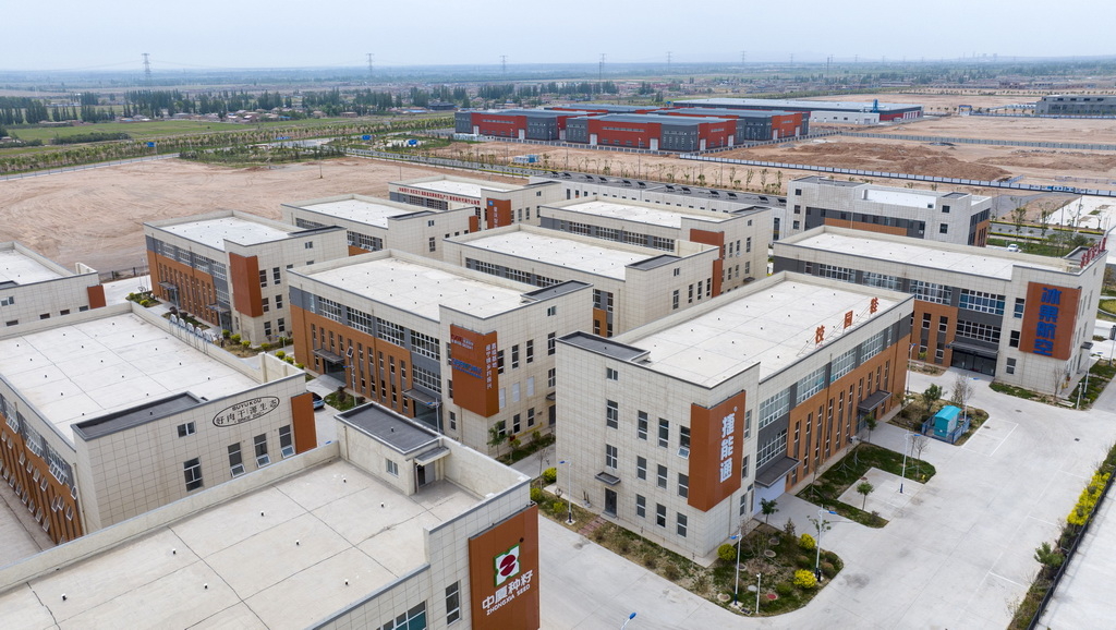 位于宁夏银川市永宁县的闽宁产业园（2025年6月1日摄，无人机照片）。新华社记者 杨植森 摄