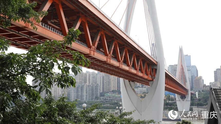 从下浩里老街眺望东水门长江大桥。人民网 曹欣悦摄