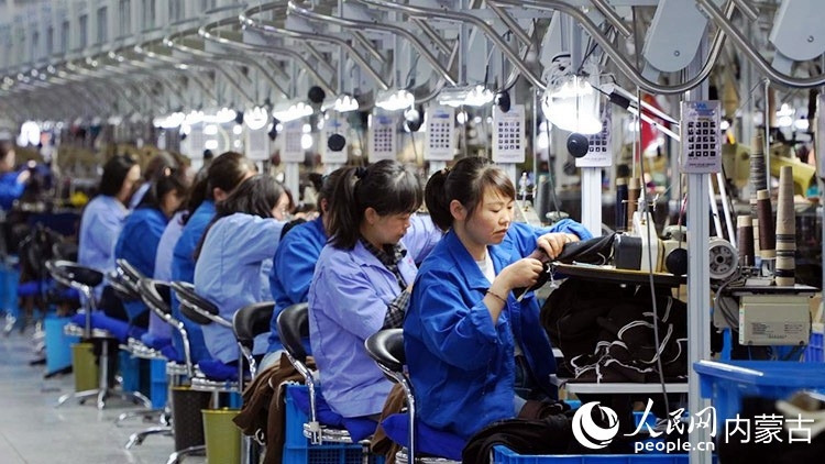纺织工人正在生产线上作业。人民网记者 张力洋摄